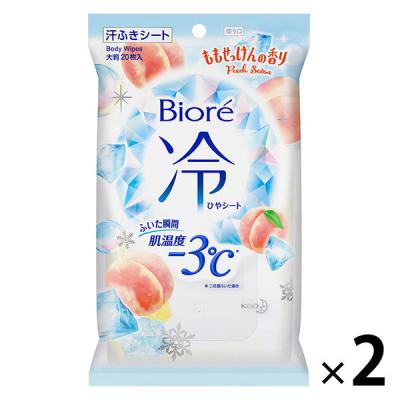 PayPayポイント大幅付与 【セール】ビオレ 冷シート ももせっけんの香り 20枚入×2個 ボディシート 花王 汗拭きシート 汗ふきシート