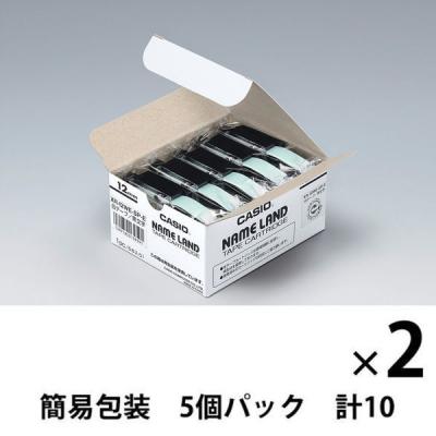 カシオ CASIO ネームランド テープ スタンダード 幅12mm 白ラベル 黒文字 10個 8ｍ巻 XR-12WE-5P-E