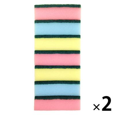 キッチンスポンジ ハードスポンジ CK 研磨材入り 3色アソート 1セット（1パック（7個入）×2）オーエ
