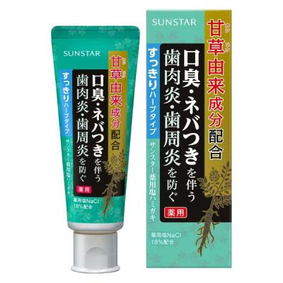 歯磨き粉 薬用塩ハミガキ すっきりハーブタイプ 歯周病予防 甘草由来成分配合 85g 1本 医薬部外品 サンスター