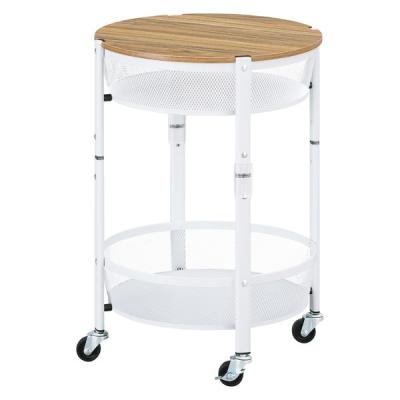 【アウトレット】アイリスオーヤマ 折り畳み出来るマルチワゴン 丸形2段 ホワイト 収納カート ランドリー/キッチンワゴン MUW-R2 1台