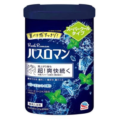 入浴剤 夏用 クール バスロマン スーパークールタイプ 薬用 粉末 600g 1個 透明タイプ アース製薬