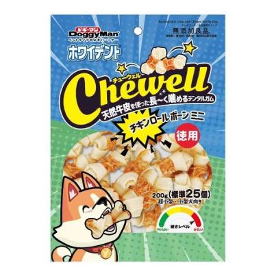 ホワイデント Chewell チキンロールボーンミニ 徳用 200g（標準25本入）1袋 ドギーマン 犬用 おやつ 新商品