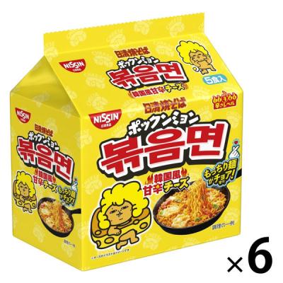 日清食品 日清焼そば ポックンミョン 韓国風甘辛チーズ 5食パック 1セット（1袋(5食入)×6） インスタント 袋麺 焼きそば