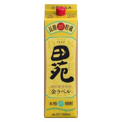 田苑 麦焼酎 金ラベル 25度 1.8L 1800ml パック 1本 樽貯蔵 田苑酒造
