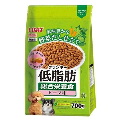 いなば 低脂肪クランキー犬 総合栄養食 野菜だし ビーフ味 国産 700g 1袋 ドッグフード ドライ