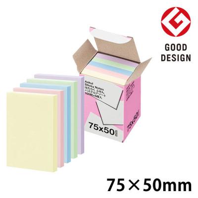 アスクル はたらく ふせん 75×50mm パステル5色アソート 5冊  オリジナル