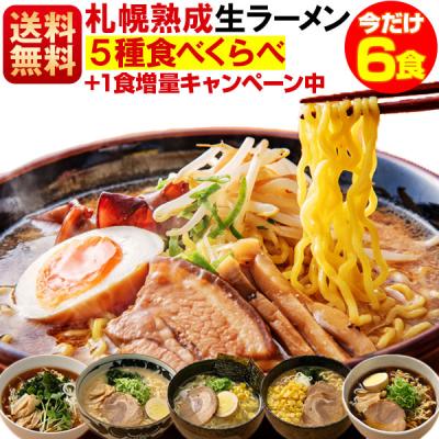 ラーメンセット お取り寄せ 6食セット 食べくらべ 北海道 札幌熟成生麺 スープ5種類 ポッキリ 醤油 みそ 塩 送料無料 ポイント利用 爆買　札幌ラーメン　ギフト