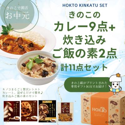 ホクト菌活セット (4種11品) 送料無料 きのこカレー レトルトカレー セット 炊き込みご飯 きのこご飯 詰め合わせ ギフト ご当地カレー 常温保存 お中元 保存食