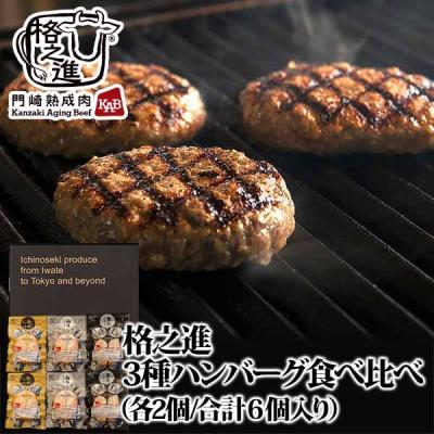 ハンバーグ 冷凍 お歳暮 ギフト お取り寄せ 格之進 3種 セット 各2個計6個入 黒毛和牛 白金豚