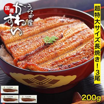 うなぎ 蒲焼き 国産 超特大サイズ 200g 3尾 うなぎ屋かわすい ウナギ 鰻 ひつまぶし 送料無料 グルメ 土用丑 誕生日 内祝 プレゼント ギフト 内祝 グルメ 爆買
