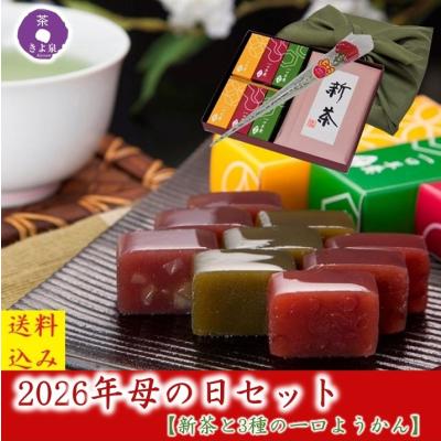 母の日 2026 和菓子 ギフト プレゼント お菓子 新茶 お茶 ようかん 風呂敷 一口羊羹 煎茶 食べ物 高級 70代 80代 人気 スイーツ 内祝 お返し 京都 きよ泉 贈り物
