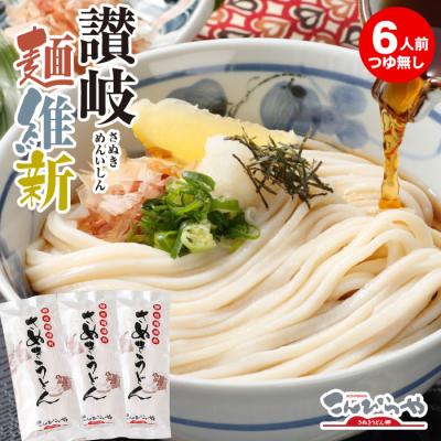 讃岐うどん 「讃岐麺維新」 6人前 つゆ無し 本場さぬきうどん 半生 麺 うどん 並麺 お試し ポスト投函便での配送 爆買