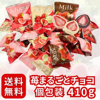 バレンタイン チョコレート ギフト 個包装 送料無料 お菓子 ポイント消化 利用 チョコレート ストロベリー アソート 大容量 410g ストロベリー ミルク ホワイト