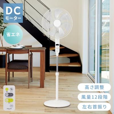 扇風機 DCモーター リビング扇風機 40cm 大型 7枚羽根 リモコン付き 首振り 風量12段階 タイマー付き 高さ調節 フロア扇風機 大風量 おやすみモード ホワイト