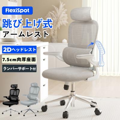 オフィスチェア リクライニング FlexiSpot OC6 デスクチェア 跳ね上げ式アームレスト メッシュ 肉厚座面 肘付き ランバーサポート 人間工学 ハイバック 爆買