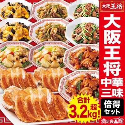 特別価格 大阪王将中華三昧セット 2セット＋羽つき餃子 大阪王将 餃子 羽根つき餃子 酢豚 青椒肉絲 中華炒め 回鍋肉 レバニラ炒め 満足良品館 送料無料