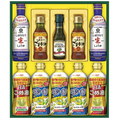 お歳暮 ギフト 送料無料 日進 バラエティオイル＆キッコーマン しぼりたて生しょうゆギフト NK‐50 P80