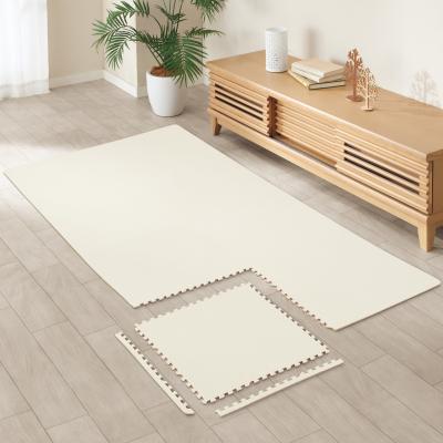 【期間限定価格：9/28まで】洗えるやわらか起毛のジョイントマット 8枚 ふち付き(アイボリー JM01 45×45cm) ニトリ