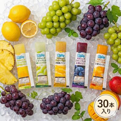 シャーベット スティック 5種 計30個 660ｇアイス 凍らせて食べる １０００円ぽっきり こんにゃく ポイント消化 パイン マンゴー ぶどう レモン マスカット