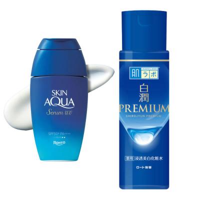 ロハコ限定スキンアクアヒアルロンセラムUV+肌ラボ白潤プレミアム薬用浸透美白化粧水セット