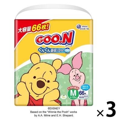 （セール）グーン おむつ パンツ Mサイズ（6〜12kg）1セット（66枚入×3パック）ぐんぐん吸収パンツ 男女共用 大王製紙