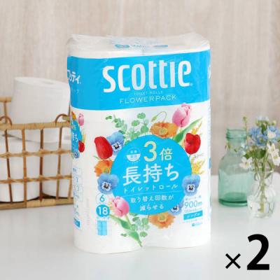 （セール）トイレットペーパー シングル 3倍長持ち 6ロール 150m 再生紙配合 スコッティフラワーパック 1セット（2パック12ロール入）花の香り