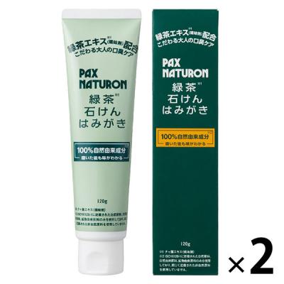 歯磨き粉 パックスナチュロン 緑茶石けんはみがき 120g 1セット（2個）口臭ケア 緑茶エキス配合 無添加 泡立ち控えめ 天然由来100%