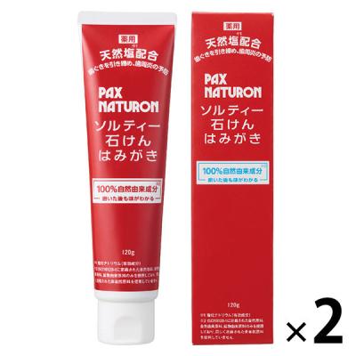 歯磨き粉 パックスナチュロン ソルティー石けんはみがき 120g 1セット（2個）太陽油脂 薬用 歯槽膿漏 天然塩配合 無添加 泡立ち控えめ