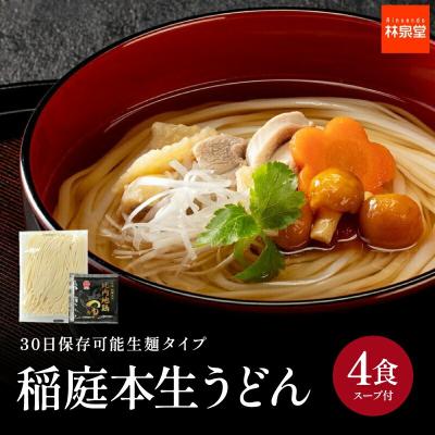 稲庭 本生うどん ４食 比内地鶏つゆ 秋田 お取り寄せ うどん お試し 稲庭 ポイント消化