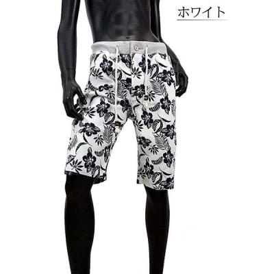 ハイビスカス柄ショートパンツ プリペラ生地 ハーフパンツ ウエスト