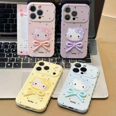 キティちゃん スマホケース 立体リボン iPhone17 ProMax/16/15/14/13/12/11 全機種対応 かわいい ガーリー プレゼント ギフト