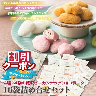 義理チョコ ばらまき バレンタイン 小分け ナッツチョコレート ピーカンナッツ ナッツ チョコ 個包装 4種のピーカンナッツショコラータ4種(16袋) お菓子 お配り