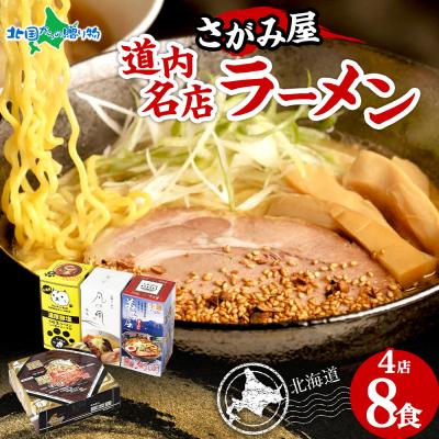 さがみ屋 道内名店 生ラーメン 8食セット 銀波露 弟子屈 凡の風 味噌 塩 魚介醤油 スープつき 北海道 ラーメン 詰め合わせ 食べ比べ ギフト