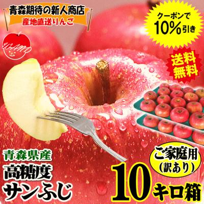 クーポンで10%引き！青森 りんご 10kg箱 訳あり/家庭用 サンふじ 送料無料 りんご 10キロ箱【家庭用訳あり】★サンふじ 家訳 10kg箱