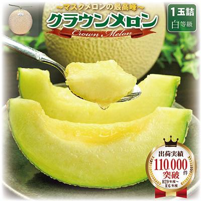 ふるさと納税 掛川市 【一年中食べられる!】クラウンメロン (白等級) 1kg 1玉 ギフト箱入 静岡県 高級マスクメロン