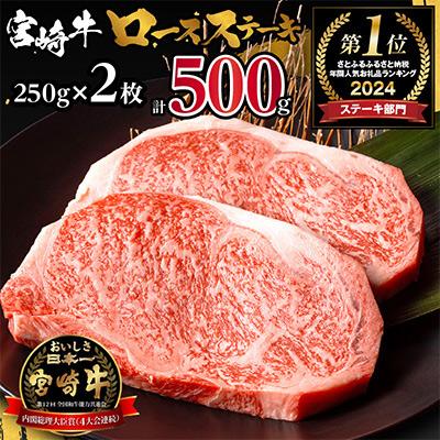 ふるさと納税 宮崎市 宮崎牛ロースステーキ 250g×2枚 計500g(宮崎市)　牛肉