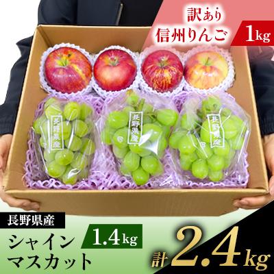 ふるさと納税 長野県 長野県産 シャインマスカット1.4kg + 信州りんご(訳あり)1kg　計2.4kg