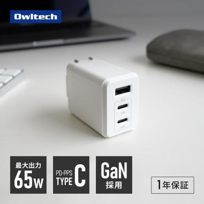 ふるさと納税 海老名市 最大65W出力 USB Type-C×2 USB Type-A×1 AC充電器 ホワイト