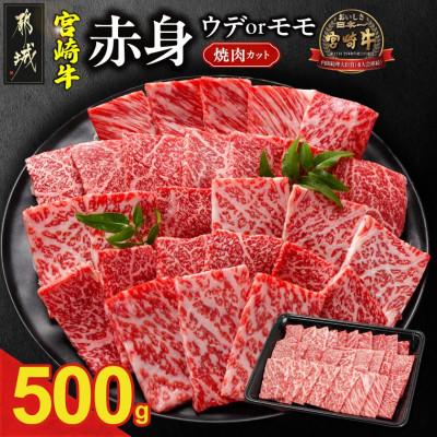 ふるさと納税 都城市 【畜産農家応援】【期間限定】宮崎牛 赤身(ウデorモモ) 焼肉カット 500g(都城市)　