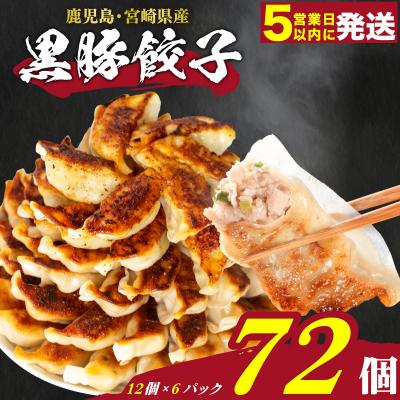 ふるさと納税 下関市 訳あり 黒豚餃子 12粒×6パック(72粒) 国産餃子 冷凍 小分けパック たれ付 IB006-72
