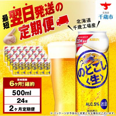 ふるさと納税 千歳市 【定期便2ヶ月】キリンのどごし＜生＞ 500ml(24本)＜北海道千歳工場産＞