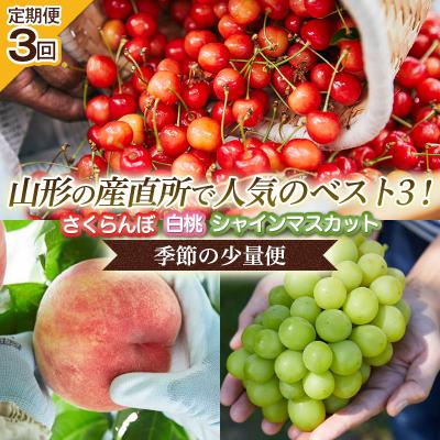 ふるさと納税 山形市 【定期便3回】山形の産直所で人気のベスト3!さくらんぼ・白桃・シャインマスカット FZ25-848