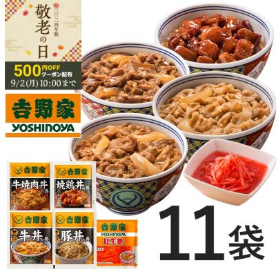 吉野家公式ショップ 【冷凍】 大人気セット 5品 11袋セット（牛丼・豚丼・牛焼肉・焼鶏・紅生姜） 吉野家牛丼 牛丼の具 冷凍食品