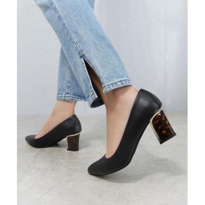 パンプス ゴールドヒールポインテッドパンプス 　