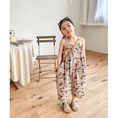 サロペット オーバーオール 「aimoha-KIDS-」子供服 プリント7分丈サロペット キッズ 子供服 女の子