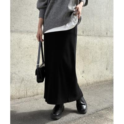スカート 「S-XLサイズ展開/新色追加」-3kg見え！すっきりリブタイトロングスカート