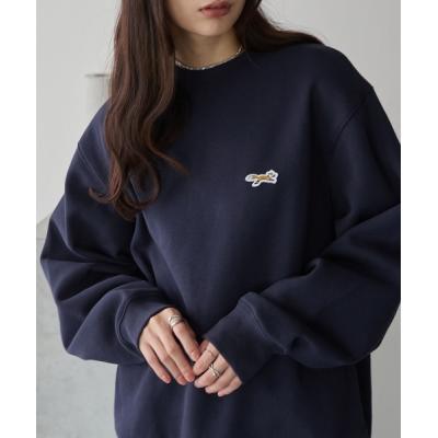 トレーナー スウェット PENNEYS/ペニーズ 別注 THE FOX ロゴ ワンポイントワッペン刺繍オーバーサイズプルオーバースウェット レディース