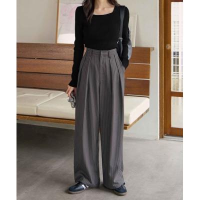 スラックス パンツ 「新色追加」タックボリュームワイドスラックス レディース