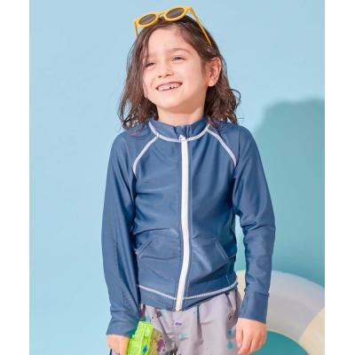 ラッシュガード UVカット 無地＆柄 長袖ジップラッシュガード キッズ 子供 男の子 女の子